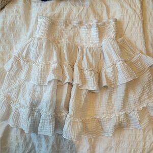 Ocean Drive White Bubble Mini Skirt with Tiered Ruffles